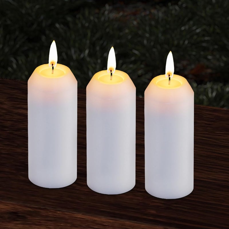 NOMFIX 3Pack 15H+ Emergency Candles Long Burning Survival [18H+ Inside Candle Lanterns], 3“ Unscented White Pillar Candles, Survival Candles for Power Outage, Camping, Hurricane - Image 1